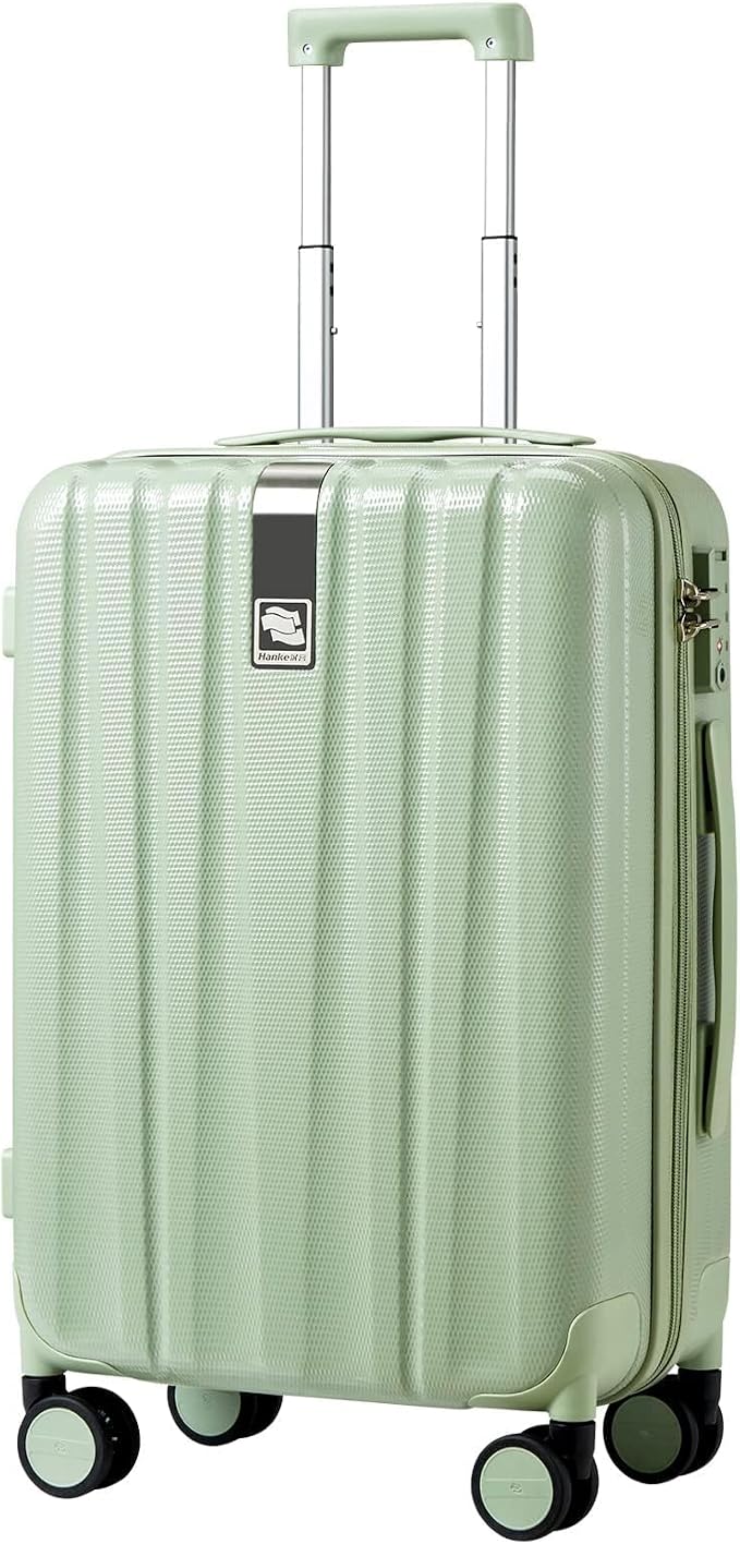 Hanke 20 Inch Carry On Luggage 22x14x9 Airline Approved Lightweight PC Hard Shell Suitcases with Wheels Travel Luggage Rolling Suitcase Travel Luggage Bag for Weekender(Bamboo Green) by Hanke