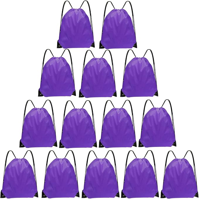 Grneric Drawstring Bags Bulk 14 Pcs Drawstring Backpack Bulk Cinch Bag Sackpack for Men Women Gym (Purple) by Grneric