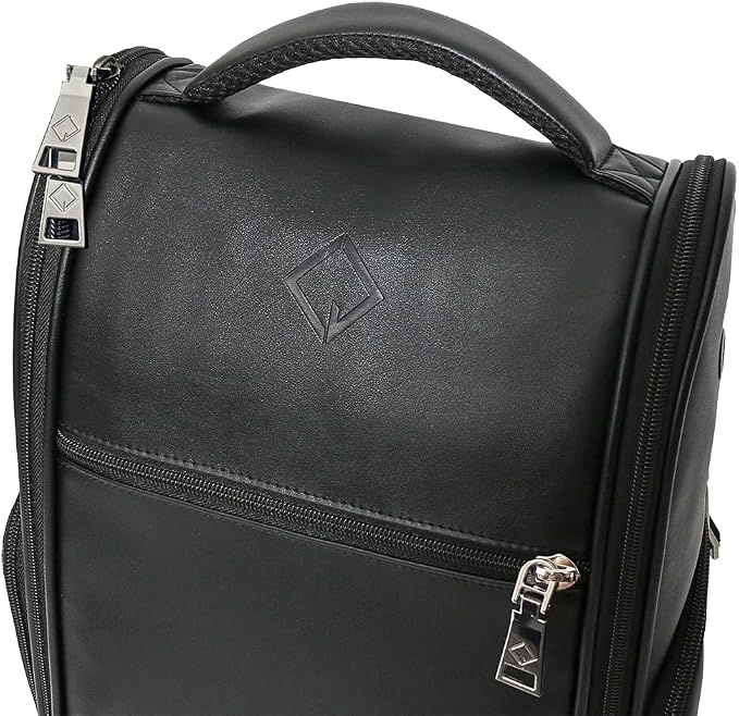 CaddyDaddy Premium Golf Shoe Bag Zipper Sports Shoe Strap Bag with Side and Front Accessory Pocket for Storing Golf Accessories Golf Shoe Carry Bags (LUX Synthetic Leather | Black) - Image 5