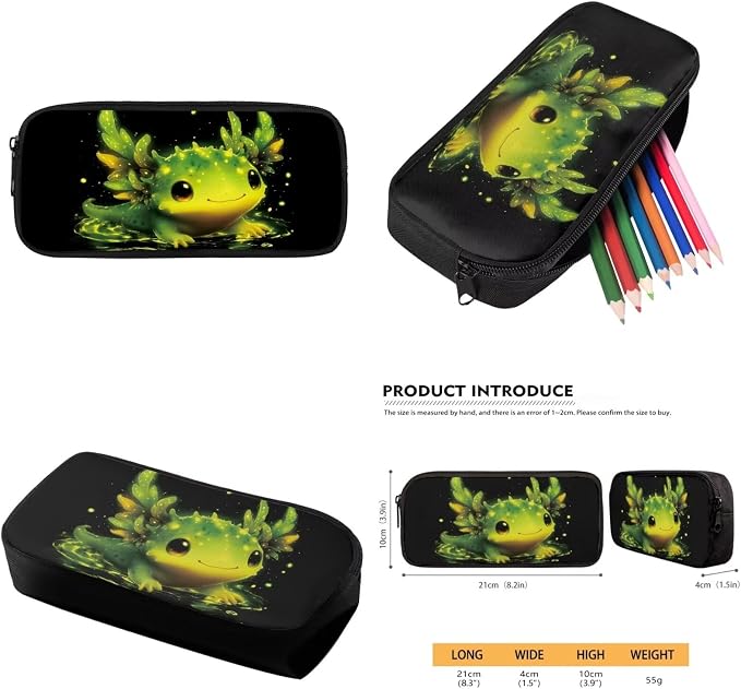 Green Axolotl Backpack with Lunchbox for Girls 4-6/6-8/8-10 Kids Bookbag and Lunch Box Set 4 in 1 Elementary Back Pack 17in Little Kids Book Bags Lunch Bag Pencil Case Water Bottle Holder - Image 6