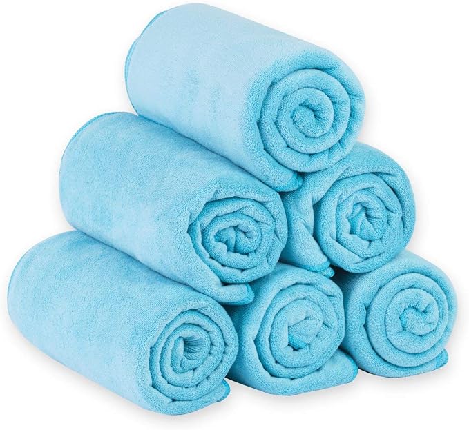 JML Bath Towel, Microfiber Bath Towels Set 6 Pack (30" x 60") - Large Size, Extra Absorbent, Quick Drying, Multipurpose Use as Bath Fitness Towel, Sports Towels, Yoga Towel, Aquamarine - Image 2