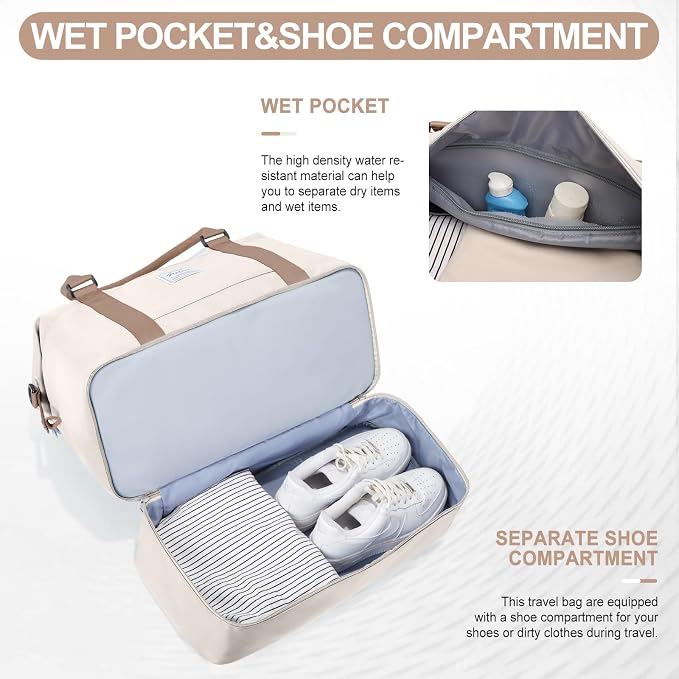 Weekender Bags for Women,Travel Duffle Overnight Bag with Shoe Compartment | Personal Item Carry On Bag,Gym Bag,3 Pcs Set - Image 4