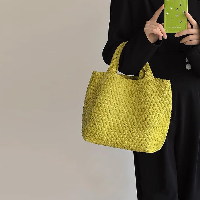 JINMANXUE Fashion Woven Bag Shopper Bag Travel Handbags and Purses Women Tote Bag Large Capacity Shoulder Bags - Image 3