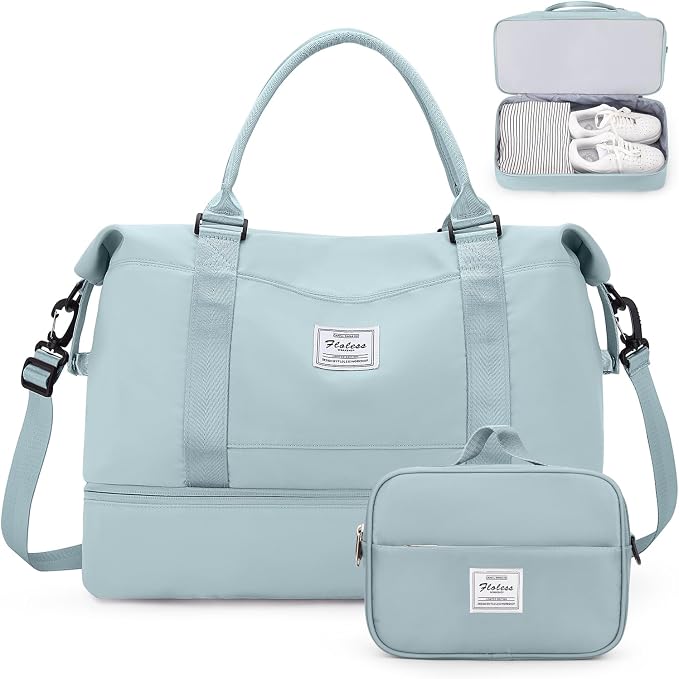 Weekender Bags for Women, Carry-On Overnight Travel Duffel Bag | Travel Bag with Shoes Compartment & Toiletry Bag, Extra Large by SYCNB