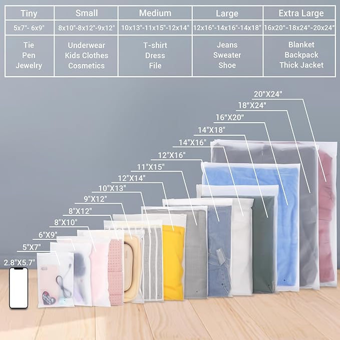 Plastic Bags for Hoodies, 100 Pcs 14x18 Inch Frosted Plastic Zip Bags for Clothes Business Selling Shipping, with Vent Hole & Resealable Ziplock, 3 Mil - Image 7