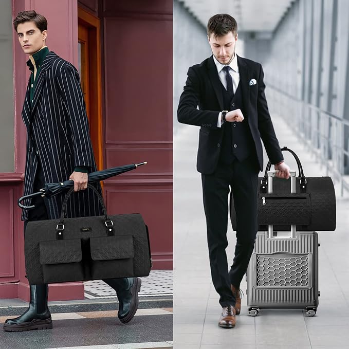 Garment Bag for Travel With Toiletry Bag Convertible Carry On Weekender Bag Large Travel Duffel Bags for Women 2 in 1 Hanging Suitcase Suit Travel Bags for Women & Men 3pcs Set (G-Black) - Image 5