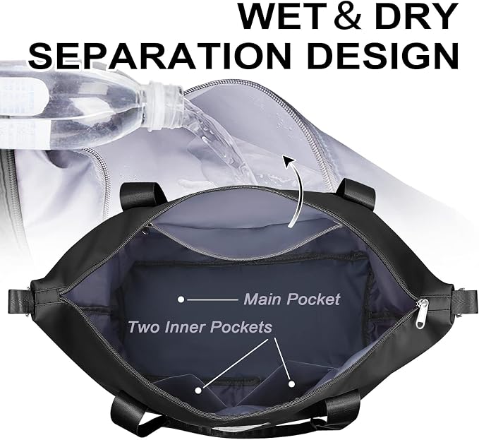 WOOMADA Weekender Bag for Women, Travel Duffel Bags with Shoe Compartment & Wet Pocket, Personal Item Bag for Airlines - Image 3