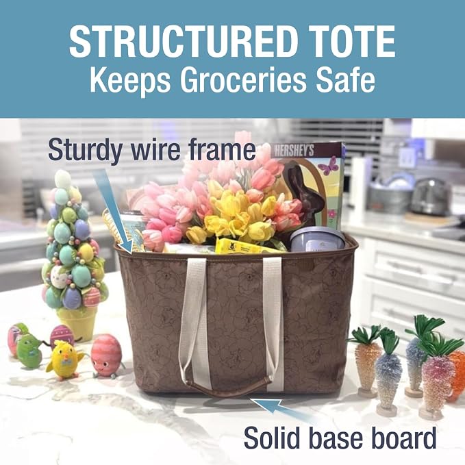 CleverMade Collapsible LUXE Tote, 30L Foldable Grocery Shopping Bag, Reusable - Image 3