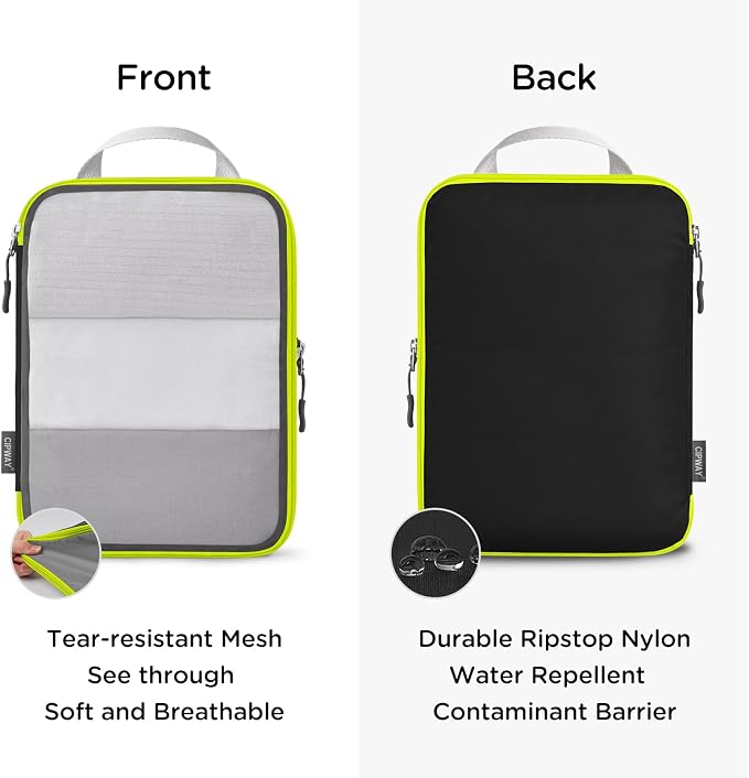 Cipway Compression Packing Cubes Mesh, Lightweight Luggage Organizer Bags with Laundry Bag, Toiletries Bag and Shoe Bag, Travel Essentials for Carry on Suitcase（8 Pcs,Black） - Image 3