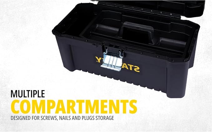 STANLEY Essential Tool Box (16in), Durable Storage Solution with Removable Tote Tray and Organisers, for Parts and Tools Storage, STST1-75518 - Image 20