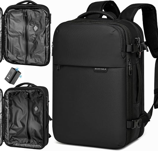 Vacuum Seal Travel Backpack 45L with Pump, Expandable Carry On Backpack with Air Compression System, Water Resistant TSA Lock, Fits 16" Laptop for Travel by Unknown