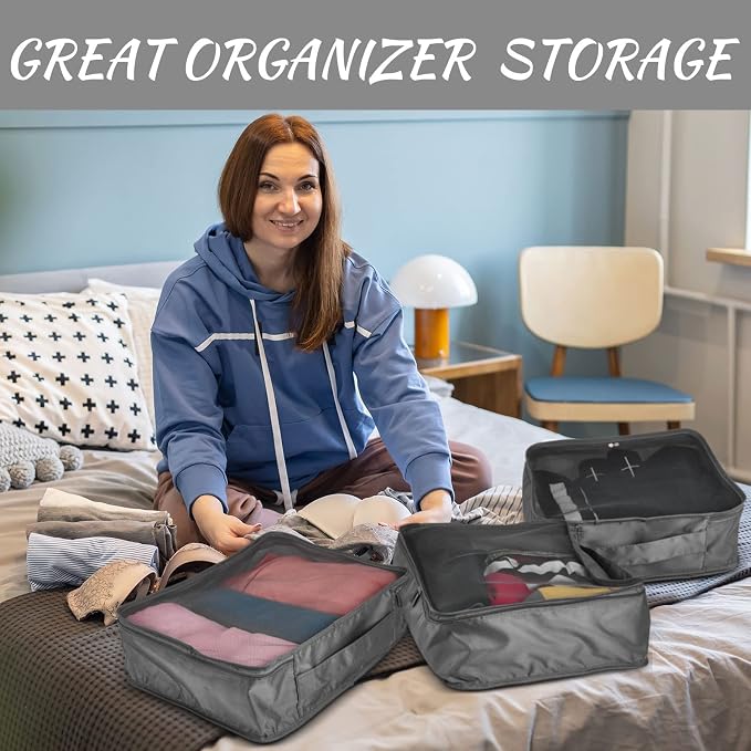 Silkfly 12 Pcs Packing Cubes for Suitcase Travel Luggage Bags Bulk Mesh Organizer Set for Hiking Camping Backpacking Clothes Accessories (Gray,XL, L, M Size) - Image 6