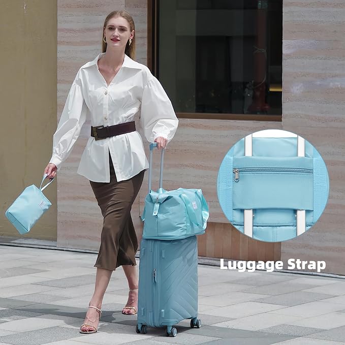 Carry On Luggage 22x14x9 Airline Approved, 20 Inch Expandable Hardshell Luggage Carry-on Suitcases with Spinner Wheels, Carry On Suitcase Set for Women (BLUE) - Image 2