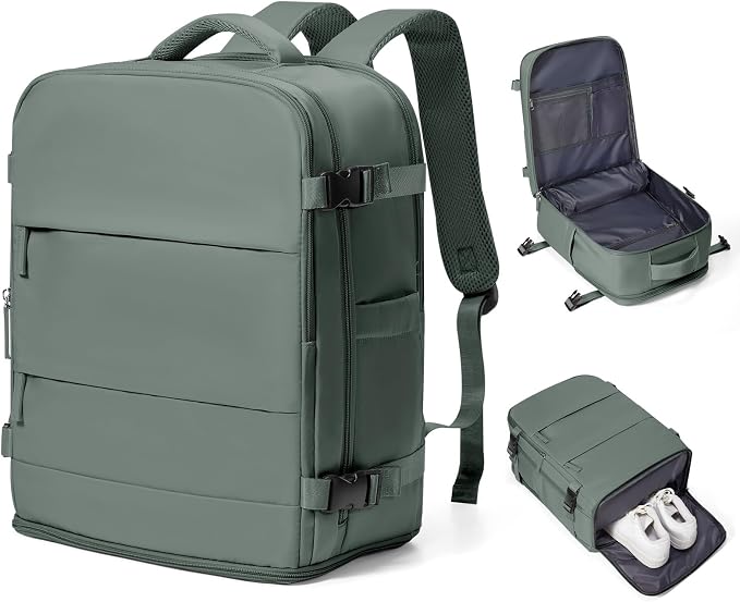 coowoz Travel Backpack Carry On for Women Man Gym Backpack with Laptop Compartment Mochila de Viaje Teacher Personal Item Backpacks Rucksack Airplane Accessories Must Haves Olive Green Small by coowoz