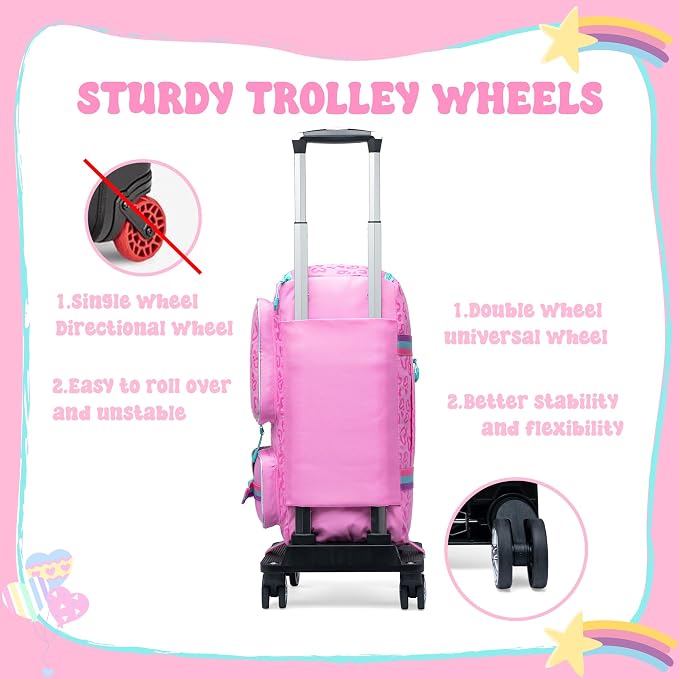 Girls Duffel Bag With Wheels - Travel Overnight Bag for Kids With Toiletry Bag, Rolling Dance Duffle With Shoe Compartment - Image 4