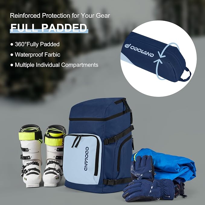Odoland Ski Bag and Boot Bag Combo, Padded Ski Bags for Air Travel, Snow Ski bags Fit Ski Up to 200cm, Waterproof Double Bag for Storage, Transport Ski Gear - Image 2