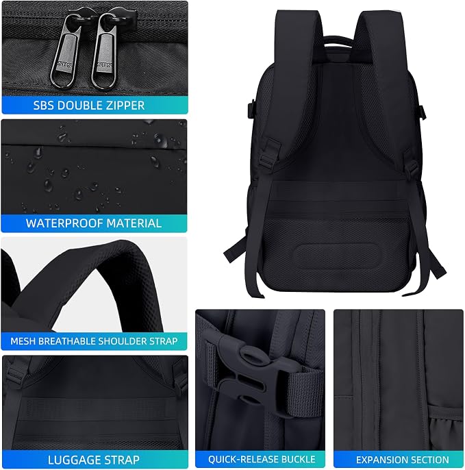 Vacuum Backpack 60L with Pump, Waterproof for 17" Laptop, Black - Image 5