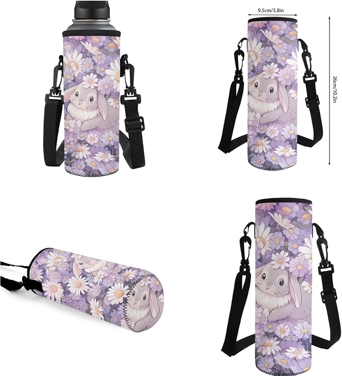 Daisy Bunny Backpack for Girls Kids Backpack with Lunch Box Water Bottle Holder with Strap and Pencil Case 4PCS Set Bookbag with Compartments for School Teens 17 inch Lightweight School Bag - Image 7
