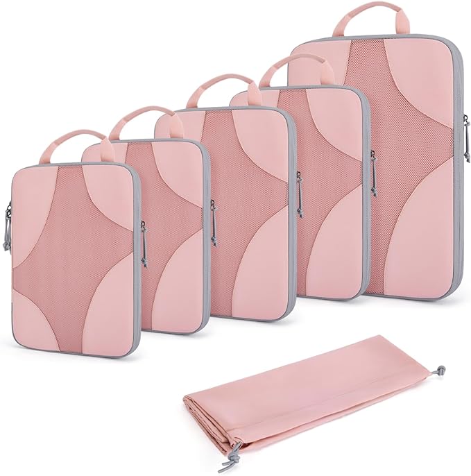 Bagsmart Compression Packing Cubes, Travel Bag Cruise Ship Essentials | Lightweight, Compressible Suitcase Organizer Set fit Standard Carry-On & Checked Luggage, 6 Set, 14 Set Washable Packing Bags by BAGSMART