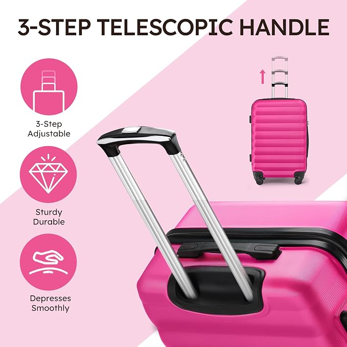 ABS Hardshell Suitcase 3 Piece Luggage Sets with Spinner Wheels with 6PC Packing Bags(20/24/28inch) - Image 4
