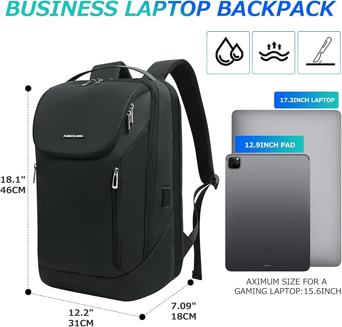 KINGSLONG Business Lntelligence Travel Backpack: Large-Sized 15.6-17 Inch Carry-On Travel Backpack, Laptop,Flight Waterproof And Anti-Theft Laptop Bag Office Commuting Weekend - Image 2