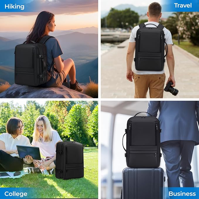Rcrirth Carry On Travel Backpack Flight Approved for Men Women, Black | Expandable, Business Weekender Bag, 40L, Suitcase Backpack Luggage - Image 6
