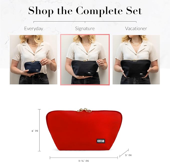 KUSSHI Washable Travel Makeup & Cosmetic Bag - Brush Organizer Sold Separately (Signature, Candy Apple Red/Pink) - Image 5