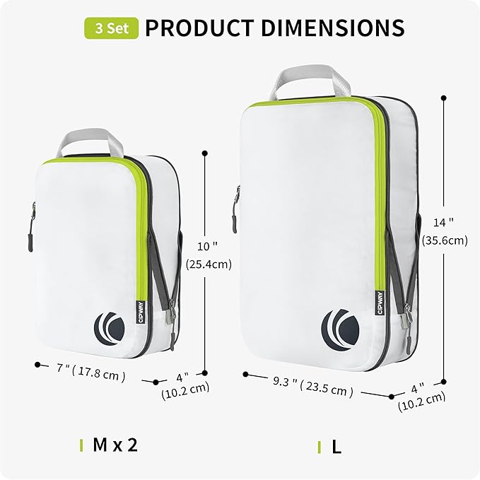 Cipway Compression Packing Cubes Set, Ultralight Expandable Travel Packing Organizers for Carry on Luggage (White 3pcs) - Image 5