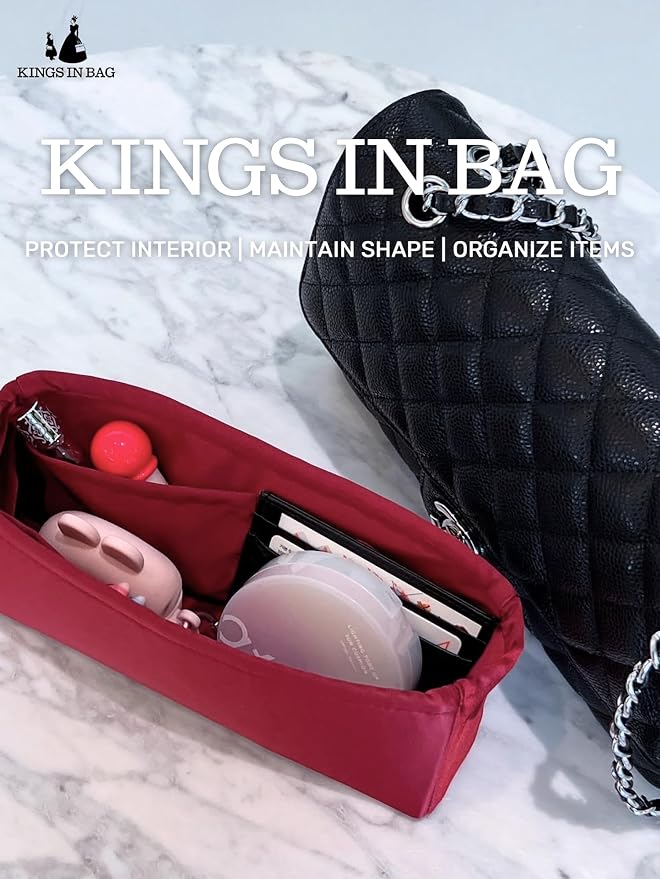 Purse Organizer Insert, Silky-Soft Lightweight Design, Multi-Pocket, Keeps Bag Organized & Protects Interior, Fits Chanel Classic Flap Jumbo, Ideal for Travel & Daily Use(Rouge Grenat, CF Jumbo 30) - Image 3