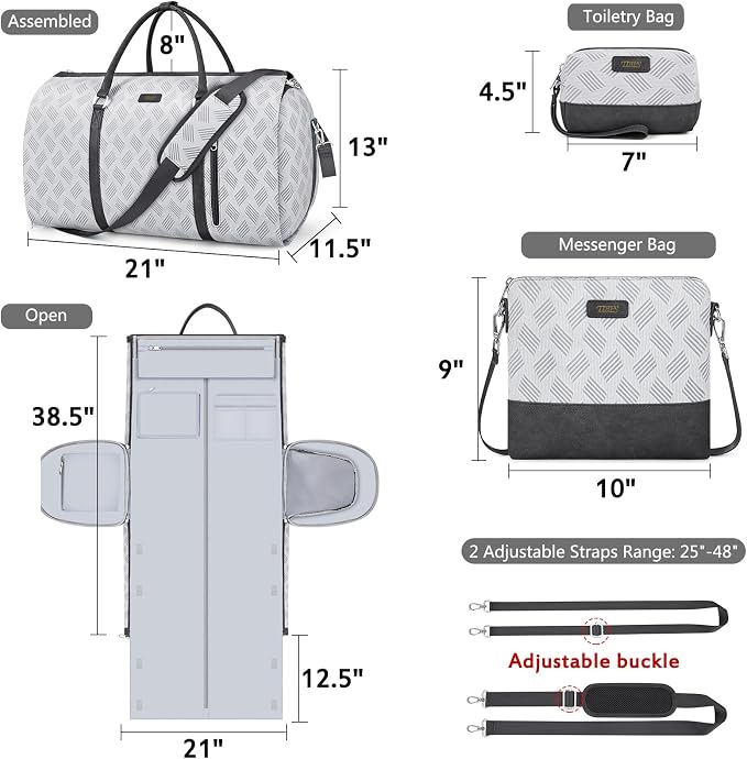 Convertible Garment Duffel Bag for Travel - Carry On Garment Bags With Toiletry Bag Large Weekender Bag for Men Women 2 in 1 Hanging Suitcase Suit Travel Duffel Overnight Bags 4pcs Set - Image 5