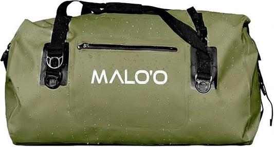 Malo’o Waterproof Dry Duffel, Heavy-Duty Roll Top Waterproof Gear Bag with Shoulder Strap & Molle Loops, Marine Duffel for Kayaking, Boating, Camping, Beach & Travel, Dark Green, 40L by Maloo