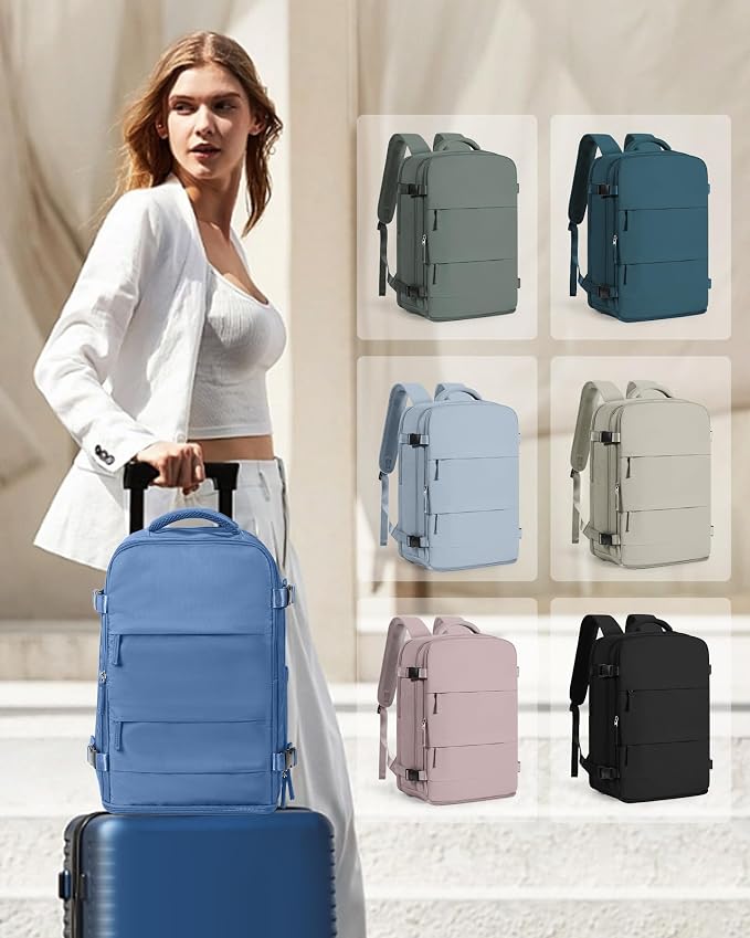 coowoz Travel Backpack for Women Man Carry On Backpack Mochila de Viaje Waterproof Teacher Personal Item Backpack Travel Bag Essentials Rucksack Airplane Accessories Must Haves Sky Blue Small - Image 2