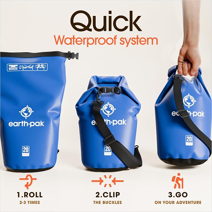 Earth Pak Waterproof Dry Bag - Roll Top Waterproof Backpack Sack Keeps Gear Dry for Kayak with Waterproof Phone Case - Image 5