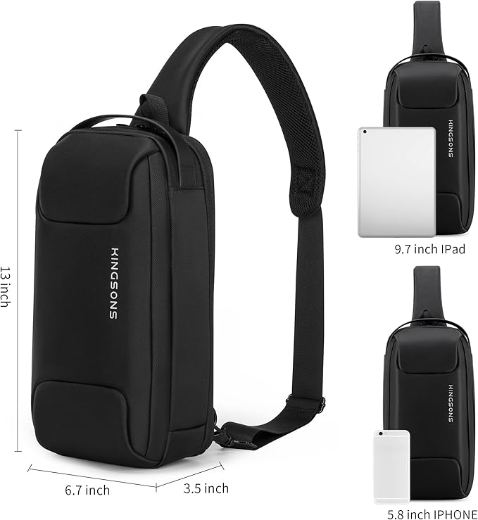 Kingsons Sling Crossbody Bag Anti-theft Chest Shoulder Backpack for Men Waterproof Minimalist Casual Daypack for Travel Gym - Image 2