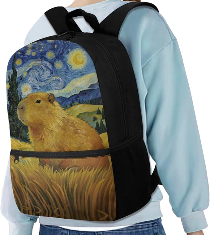 Capybara Backpack for Boys Bookbag with Lunch Box Set of 5 Boys Printed 5 Pcs Bookbag Set Pencil Case Water Bottle Sleeve Bookmark School Gifts - Image 2