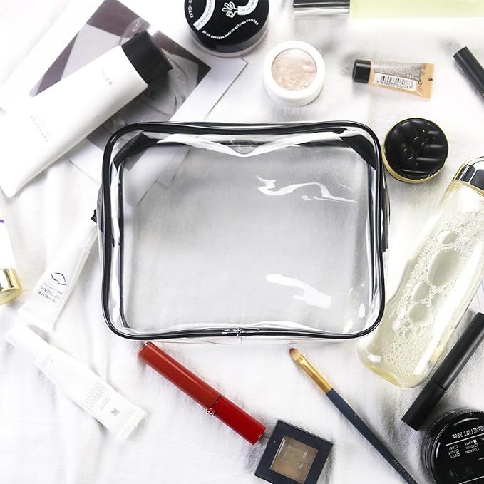 20 Packs Clear Cosmetics Bags for Women Men Waterproof Toiletry Bags PVC Makeup Bags Organizer Case with Zipper for Travel Bathroom (Black) - Image 4