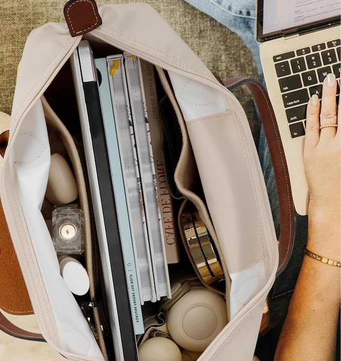Tote Bag for Women with Purse Organizer Insert, Foldable Waterproof Nylon Bag for Travel, and Daily Use,Medium Size. - Image 2