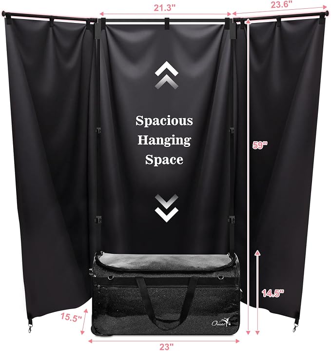 Dance Bag with Garment Rack and Curtain, 23" Rolling Dance Competition Duffle Bag with Garment Rack | Portable Dance Changing Room Suitcase for Dancers Athlete Livestreamer Cheerleaders - Image 5