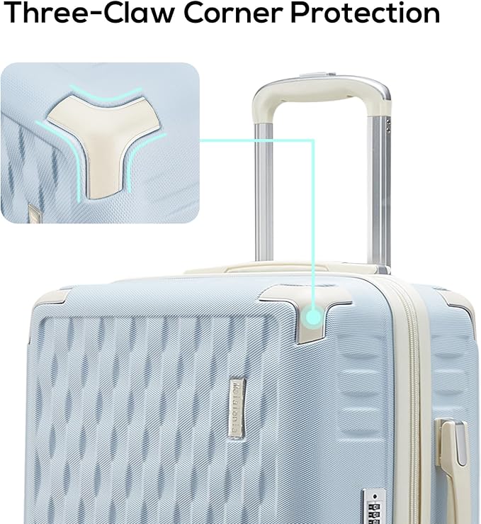 Melalenia Luggage 10 Piece Sets Clearance,Large Suitcase Set Spinner Wheels with TSA Locks,Hard Shell Luggage Sets for Women Travel Suitcase (Light Blue Beige) - Image 4