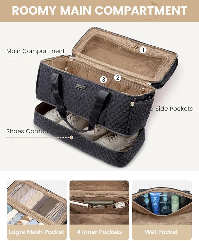 LOVEVOOK Large Travel Duffle Bag, Weekender Bags for Women With Shoe Compartment, Overnight Hospital Bag For Women Labor Delivery, Carry on Bag Personal Item Travel Bag, Yoga Gym Duffel Bag - Image 2