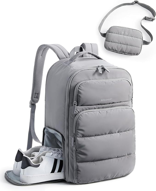 BAGSMART 35L Travel Backpack Women, 17.3 Inch Carry On Backpack Flight Approved, Personal Item Backpack Travel Bag, Water Resistant Casual Daypack, Gray by BAGSMART