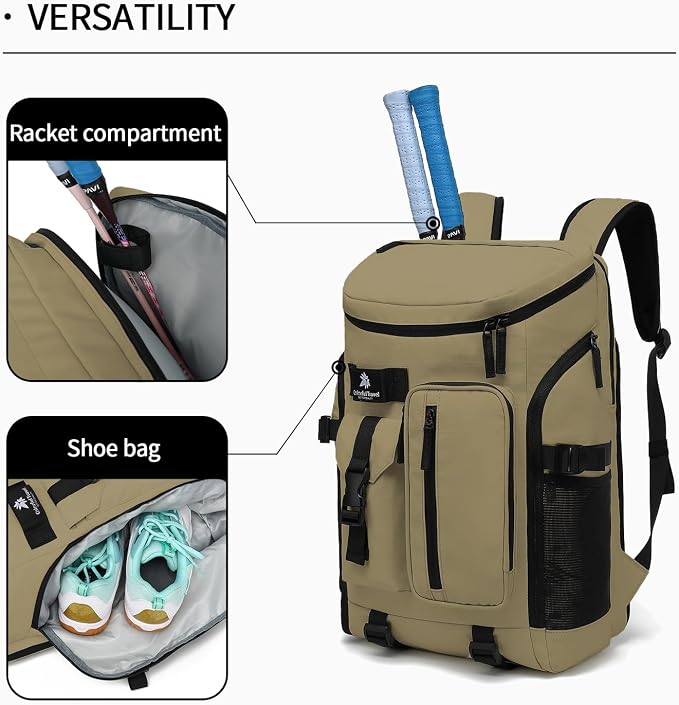 Kalesi Gym Duffle Tennis Bag Backpack 4-Way Waterproof with Shoes Compartment for travel Sport Hiking laptop (Wood color) - Image 5