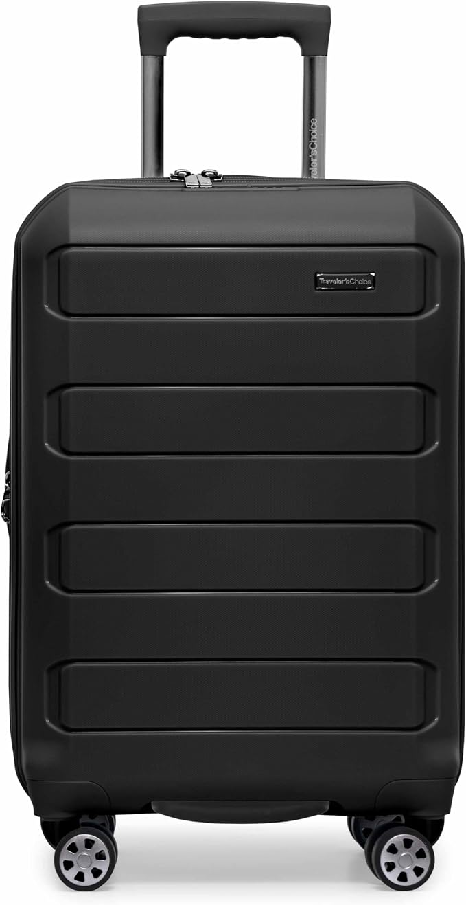 Traveler's Choice Pagosa Hardshell Expandable Luggage with Spinner Wheels, Black, 2-Piece Set (22/27) - Image 2
