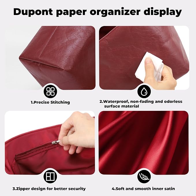 DGAZ Lightweight Purse Organizer Insert for GYARD-Anjou/Artois/SaintLouis Bags,silk and DupontPaper handbag inner for Luxury Bag(Wine,AnjouMini) - Image 8