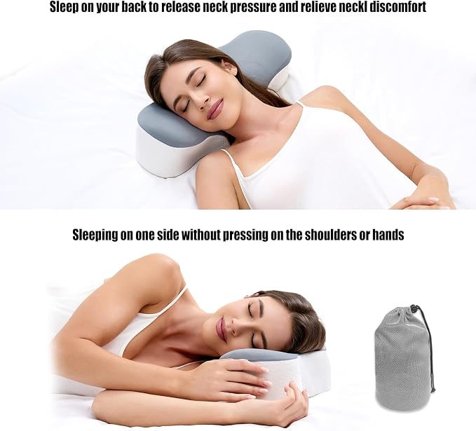 Bespilow Travel Cervical Pillow for Bed Sleeping, Small Memory Foam Neck Pillow with Cooling Washable Cover, Compact Ergonomic Neck Support Pillows for Car Camping, RV, Road Trip & Passenger Seat - Image 5