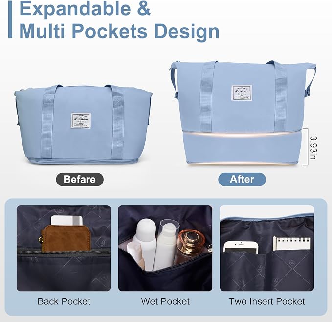 Karl home Luggage Sets 3 Piece, PP Hardshell Carry on Suitcase with Bags, Lightweight Suitcase Sets with Spinner Wheels TSA Lock Waterproof Rolling Luggage for Travel (3pcs, Sky Blue) - Image 4