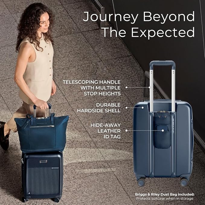 Briggs & Riley 21" Global Carry On Expandable Spinner - Luggage for Travel, Suitcases with Wheels, Hardside Rolling Bag for Men & Women, Self-Repairing Zipper - Sympatico Collection, Navy - Image 6