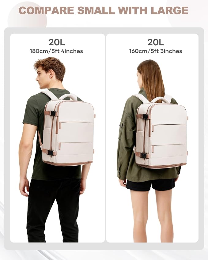 coowoz Travel Backpack Carry On for Women Man Gym Backpacks with Laptop Compartment Mochila de Viaje Teacher Personal Item Backpack Airplane Accessories Must Haves Beige Brown 20L - Image 7