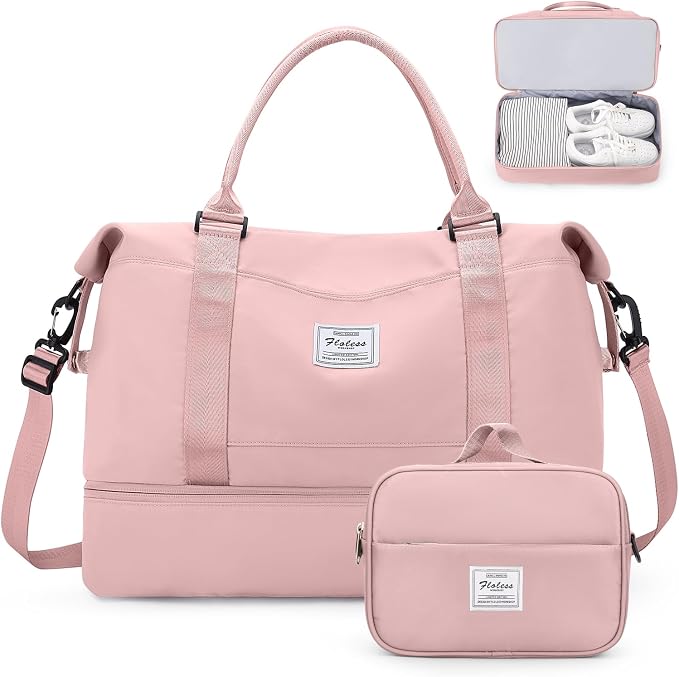 Weekender Bags for Women, Carry-On Overnight Travel Duffel Bag | Travel Bag with Shoes Compartment & Toiletry Bag, Extra Large by SYCNB