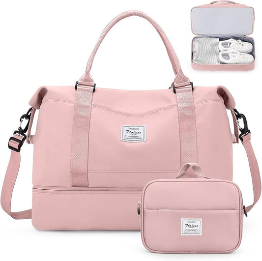 Weekender Bags for Women, Carry-On Overnight Travel Duffel Bag | Travel Bag with Shoes Compartment & Toiletry Bag, Extra Large by SYCNB